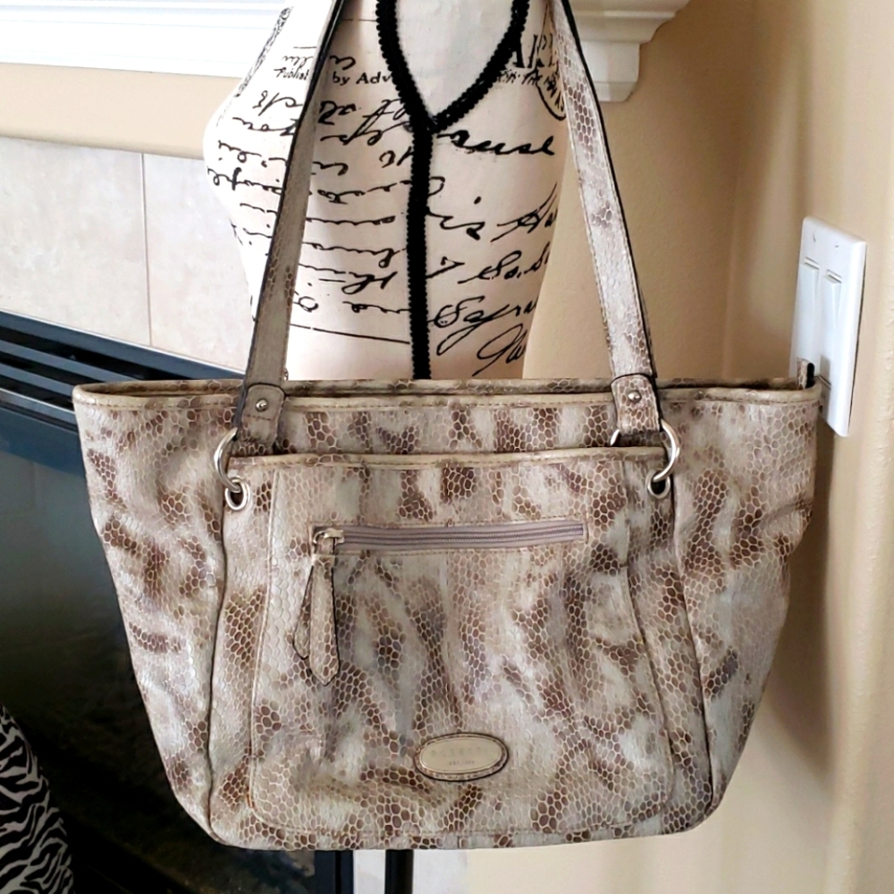Snakeskin Shoulder Bag Hobo Tote Large Clean EUC